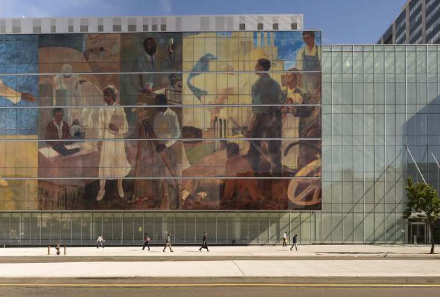 A Photo of a Digitally-Printed Fritted Glass mural on the exterior of a building
